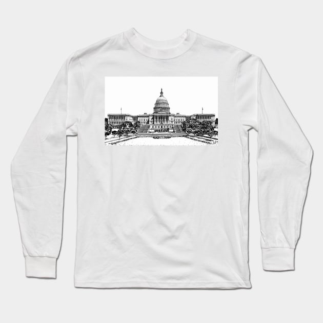 UNITED STATES CAPITOL (west front) - INK PAINTING .1 Long Sleeve T-Shirt by lautir